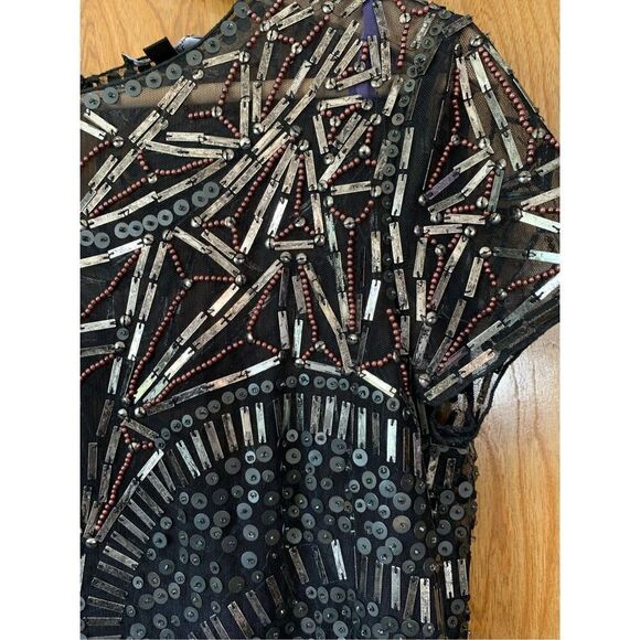 Carlisle‎ Mesh, Bead and Sequin Embellished Short Sleeve Top Black Size 6 - Picture 6 of 12